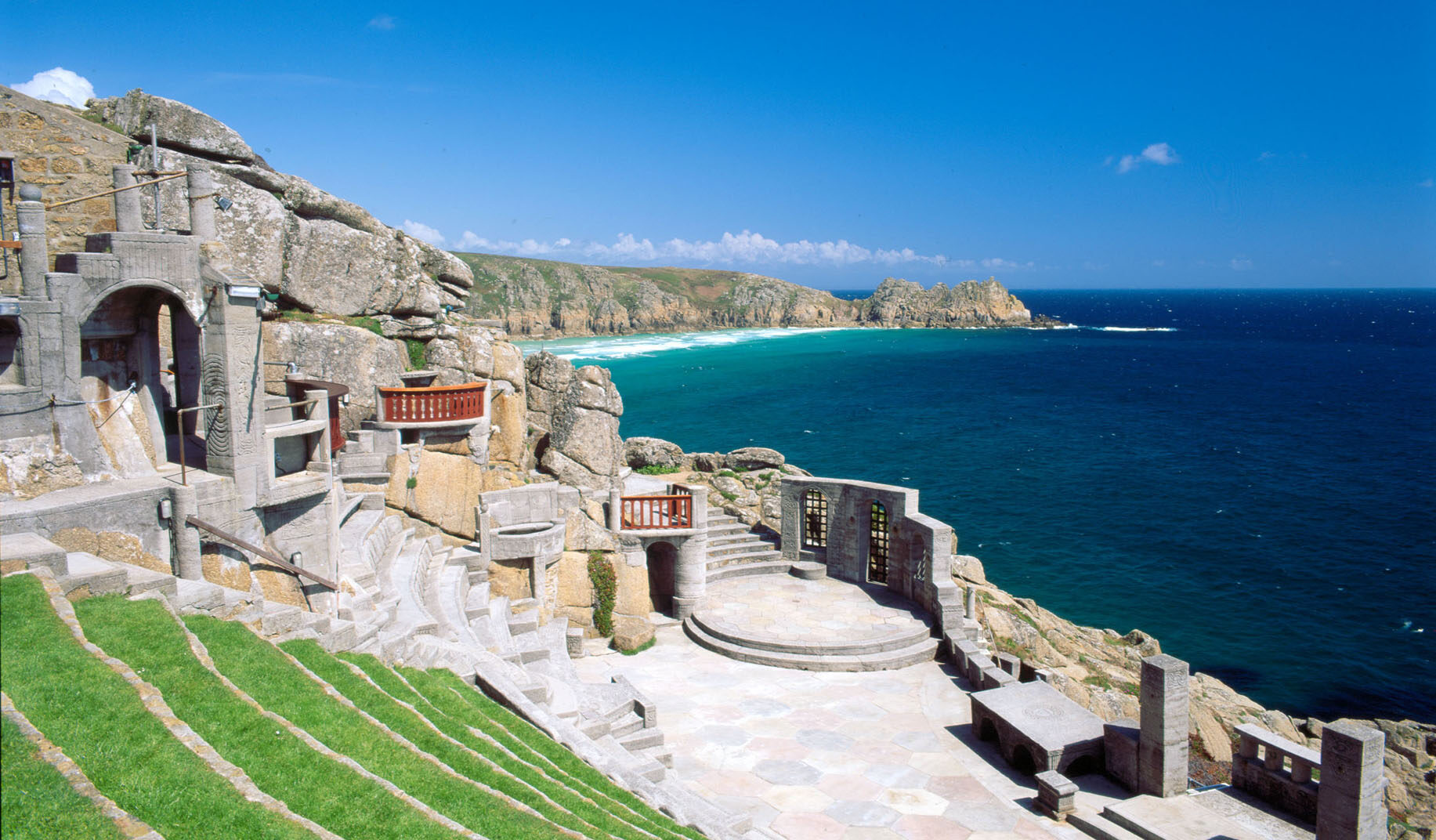 The Minack open-air cliff theatre above Porthcurno